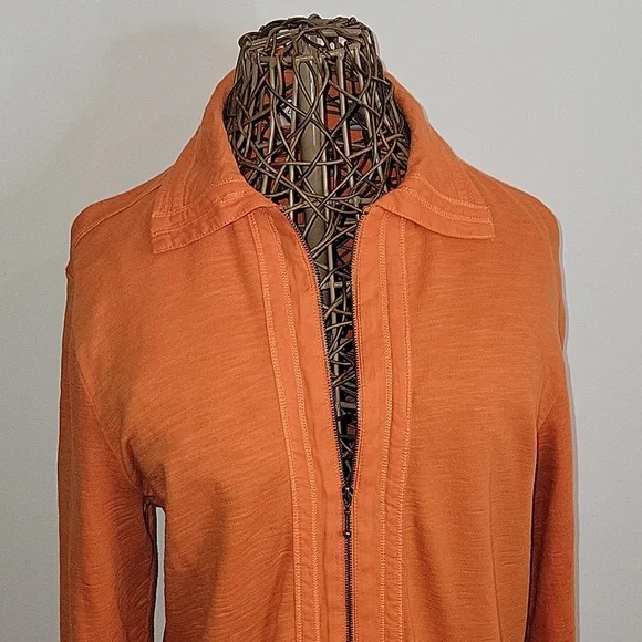 Zenergy by Chicos 2 pocket full zipper button up sleeve jacket womens size 2 - Picture 2 of 10